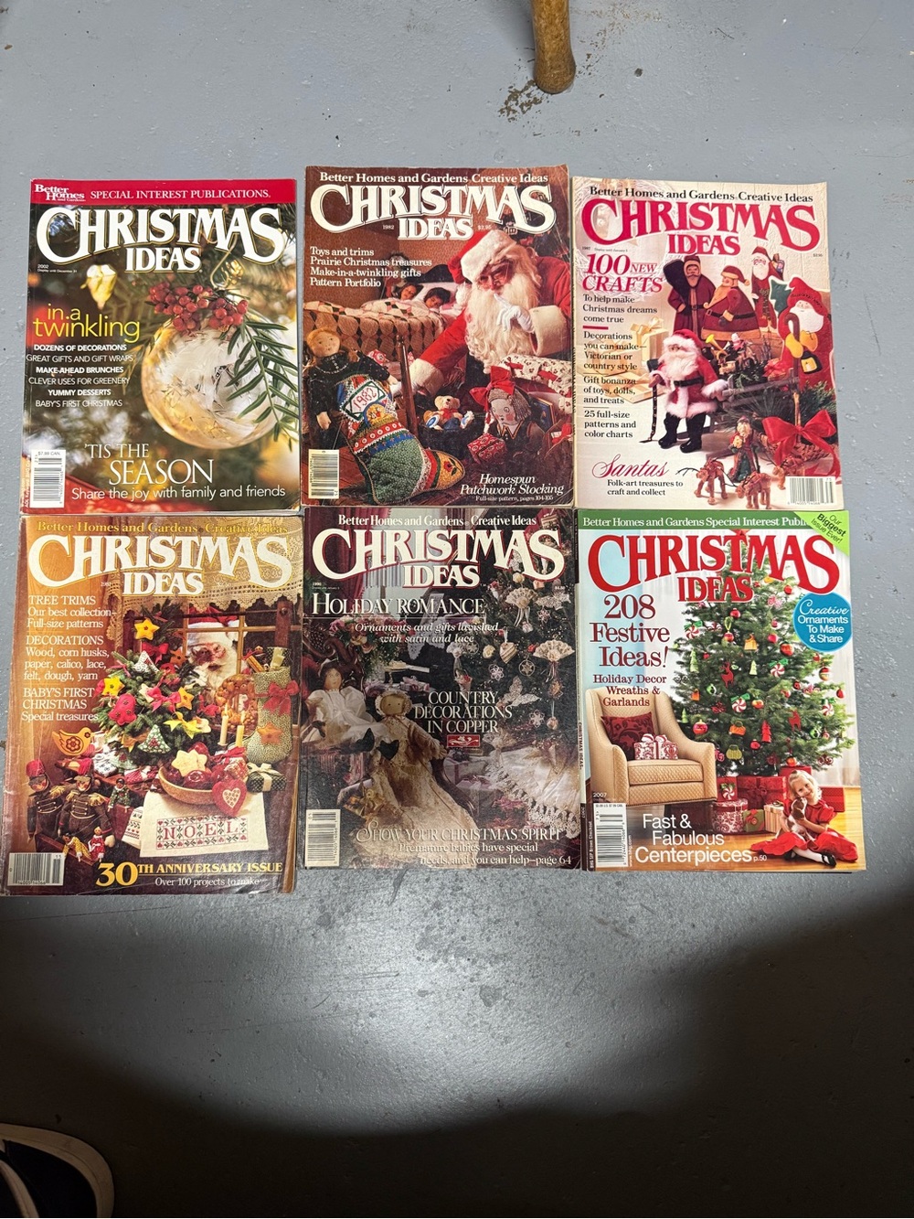 Lot 6 BH&G Christmas Ideas 1982 1984 1987 1990 2002 2007 Anniversary Issue